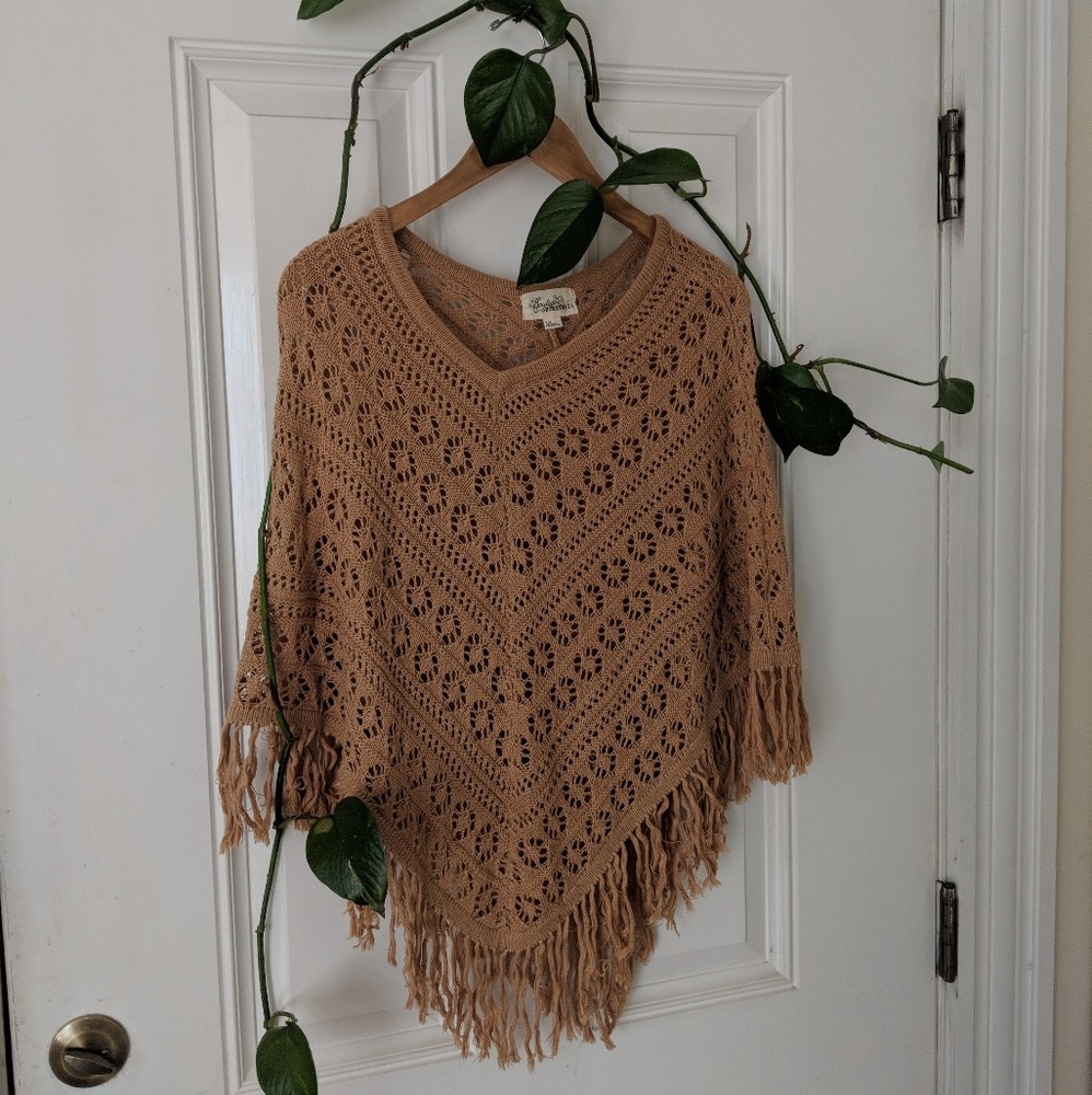 Tan Fringe Poncho